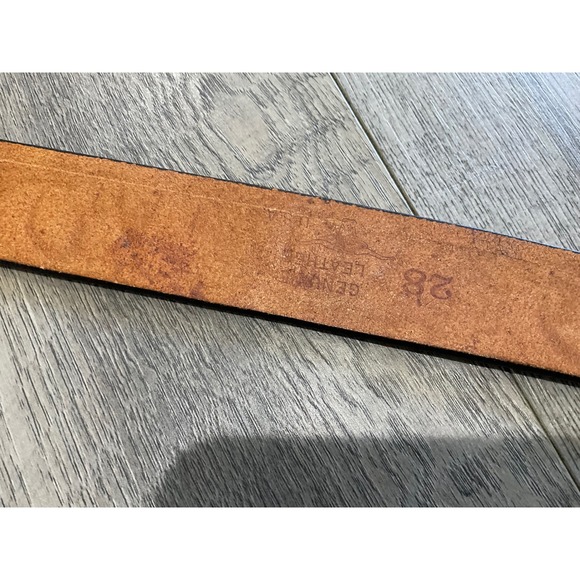 Bergamot Brass Works Vintage 1974 Tooled Leather Rose Belt Brown Red Size 28 main image 7